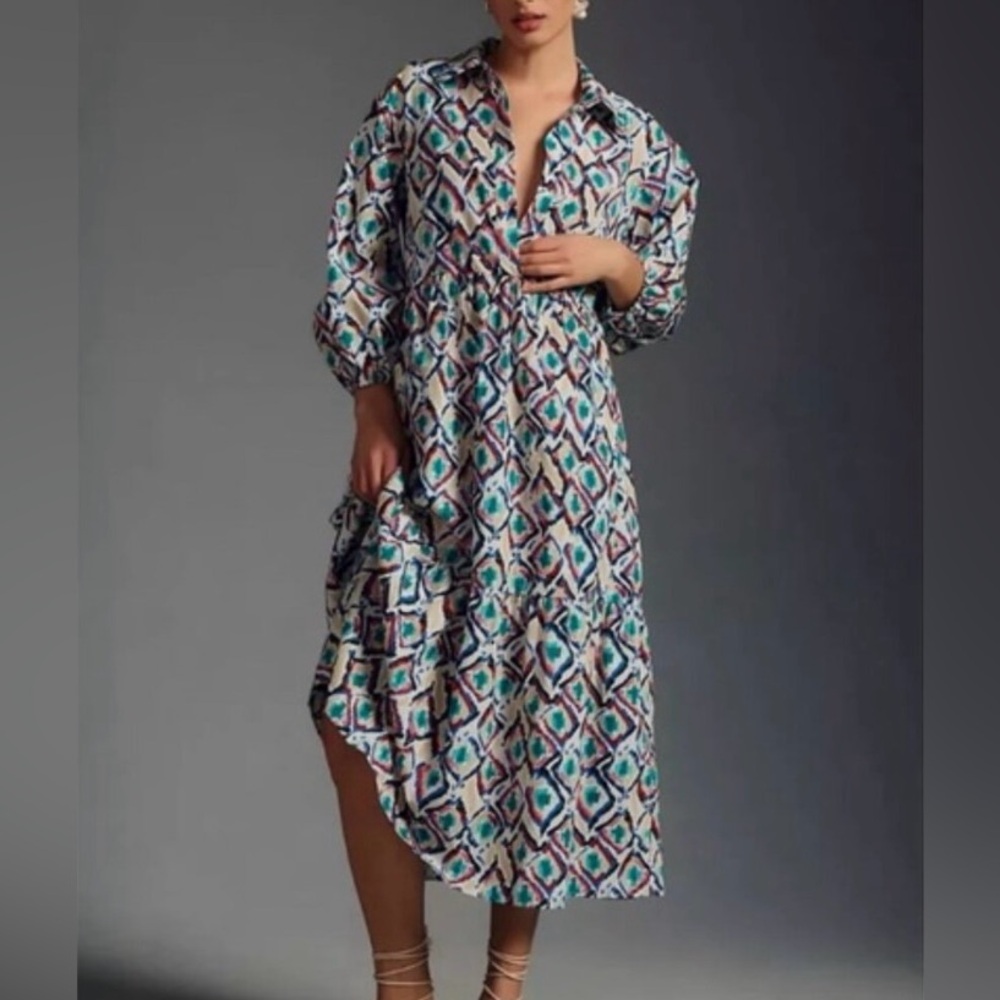Anthropologie Bettina Tiered Shirt Dress by Maeve, size medium